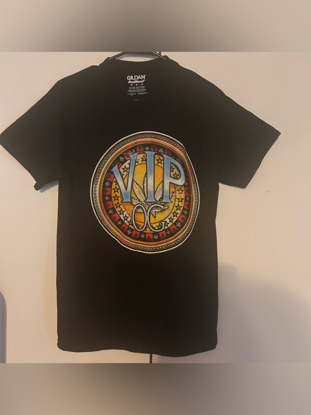 Gildan Black Tee with Colorful VIP OG Emblem